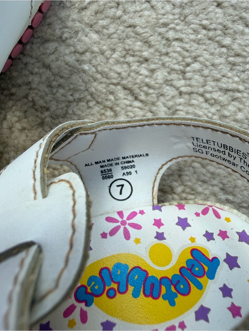 Vintage Y2K 90s Teletubbies Toddler Size 7 White Character Sandals 1999 - Picture 4 of 7